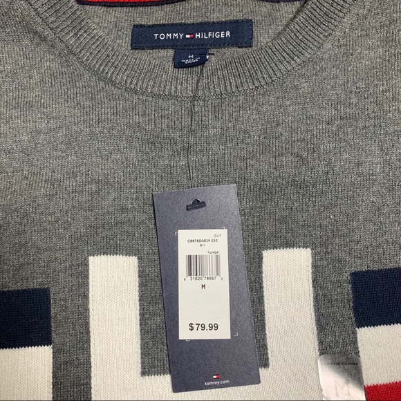 🔥NWT🔥Gray Tommy Hilfiger Crewneck Sweater - Picture 3 of 5